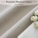 RYB HOME 100% Blackout Linen Door Window Curtains for French Door, Tricia Room Darkening Adhesive Privacy Assured Thermal Insulated Blinds for Kitchen Glass Window, W 26 x L 40, 1 Panel, Sand