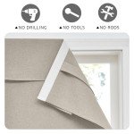 RYB HOME 100% Blackout Linen Door Window Curtains for French Door, Tricia Room Darkening Adhesive Privacy Assured Thermal Insulated Blinds for Kitchen Glass Window, W 26 x L 40, 1 Panel, Sand