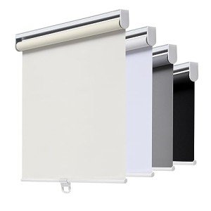 AOSKY Cordless Roller Shades Blackout Blinds for Windows Room Darkening Rolled Up Shades with Spring System, UV Protection Window Shades Door Blinds for Home and Office (23" W x 72" H, Ivory)