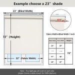 AOSKY Cordless Roller Shades Blackout Blinds for Windows Room Darkening Rolled Up Shades with Spring System, UV Protection Window Shades Door Blinds for Home and Office (23" W x 72" H, Ivory)