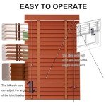 Cordless Wood Blinds, Window Blinds, Wood Blinds, Window Shades Custom Size W20~72" × H30~82" Light Filtering Blinds for Bedroom, Bathroom, Living Room, Glass Door Interior Windows(White)