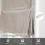 StangH Natural Linen Roman Shade for Doors, Cordless 100% Blackout French Door Shade with Magnetic Lift, Easy Install Privacy Window Blind for Living Room Office, W 26 x L 64, 1 Panel