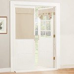 RYB HOME Room Darkening French Door Curtains Thermal Insulated Small Window Covering Durable Vertical Privacy Blinds Tie Up Sidelight Shades for Bedroom, W26 x L40 inch, 1 Panel, Biscotti Beige
