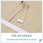 RYB HOME Room Darkening French Door Curtains Thermal Insulated Small Window Covering Durable Vertical Privacy Blinds Tie Up Sidelight Shades for Bedroom, W26 x L40 inch, 1 Panel, Biscotti Beige