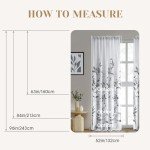 HOMEIDEAS Non-See-Through Light Grey and White Privacy Sheer Curtains 52 X 63 Inch Length 2 Panels, Leaf Floral Printed Light Filtering Semi Sheer Window Curtains Drapes for Bedroom Living Room