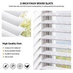 LazBlinds 2-inch Cordless Faux Wood Blinds with Royal Valance, Room Darkening Horizontal Window Blinds, Inside Mount Blinds for Windows - Fit for Window 23'' W x 36'' H - White