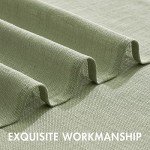 MIULEE Linen Textured Kitchen Window Curtains over Sink 24 Inch Length Semi Sheer Farmhouse Small Small Curtains for Cafe Bathroom Basement, Short Rod Pocket Tier Curtains 2 Panels W26XL24, Sage Green