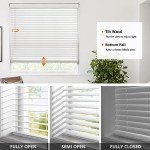 LazBlinds 2-inch Cordless Faux Wood Blinds with Royal Valance, Room Darkening Horizontal Window Blinds, Inside Mount Blinds for Windows - Fit for Window 23'' W x 36'' H - White