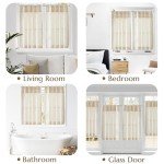 jinchan Linen Pinch Pleated Kitchen Curtains 36 Inch 2 Panels, Natural Linen Tier Curtains Back Tab Beige Farmhouse Cafe, Light Filtering Small Window Drapes for Bathroom Laundry Room Beige