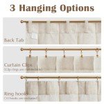 jinchan Linen Pinch Pleated Kitchen Curtains 36 Inch 2 Panels, Natural Linen Tier Curtains Back Tab Beige Farmhouse Cafe, Light Filtering Small Window Drapes for Bathroom Laundry Room Beige