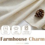 jinchan Linen Pinch Pleated Kitchen Curtains 36 Inch 2 Panels, Natural Linen Tier Curtains Back Tab Beige Farmhouse Cafe, Light Filtering Small Window Drapes for Bathroom Laundry Room Beige