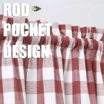 Red and White Tier Kitchen Curtains 36 Inches Long,Burgundy Buffalo Plaid Gingham Rod Pocket Half Window Treatment Set Half Window Cafe Curtains for Kitchen Bathroom, 28" x 36", Red/White, Set of 2