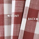 Red and White Tier Kitchen Curtains 36 Inches Long,Burgundy Buffalo Plaid Gingham Rod Pocket Half Window Treatment Set Half Window Cafe Curtains for Kitchen Bathroom, 28" x 36", Red/White, Set of 2