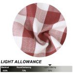 Red and White Tier Kitchen Curtains 36 Inches Long,Burgundy Buffalo Plaid Gingham Rod Pocket Half Window Treatment Set Half Window Cafe Curtains for Kitchen Bathroom, 28" x 36", Red/White, Set of 2