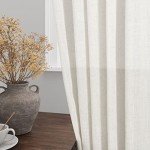 Nanspring Linen Cafe Curtains 30 Inch Length Light Filtering Semi Sheer Mini Curtains for Small Window Basement Bathroom Natural Back Tab Rod Pocket Pleated Short Sheer Kitchen Curtain 30x30 Cream