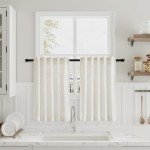 Nanspring Linen Cafe Curtains 30 Inch Length Light Filtering Semi Sheer Mini Curtains for Small Window Basement Bathroom Natural Back Tab Rod Pocket Pleated Short Sheer Kitchen Curtain 30x30 Cream