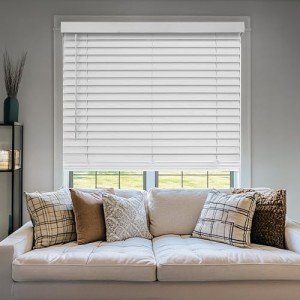 CHICOLOGY Faux Wood Blinds , Window Blinds , Wood Blinds , Window Shades , Window Treatments , Blinds & Shades , Window Shades For Home , Wooden Blinds , Basic White , 46"W X 36"H