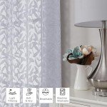 Chyhomenyc Light Grey Cafe Curtains 36 Inch Length, Light Filtering 3D Leaf Tufted Textured Sheer Curtains, Lightweight Rod Pocket Short Kitchen Window Drapes, 42" Wx36 L, 2 Pieces