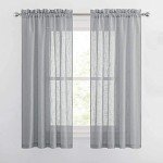 Cozynight Gray Sheer Tier Curtains - 45 inch Length Linen Curtain Sheers, Transparent Half Window Curtains for Kitchen, Bathroom, Cafe - Light Filtering Rod Pocket, 2 Panels