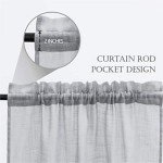 Cozynight Gray Sheer Tier Curtains - 45 inch Length Linen Curtain Sheers, Transparent Half Window Curtains for Kitchen, Bathroom, Cafe - Light Filtering Rod Pocket, 2 Panels