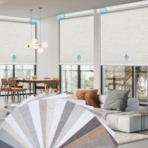 SmartWings Motorized Smart Blinds with Remote, Custom Automatic 100% Blackout Roller Shade Compatible with Alexa/Homekit/Google, Electric Smart Blinds for Indoor Windows, Multi-Color Samples