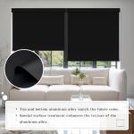 SUNOFF Cordless Blackout Roller Shades Blinds for Windows Free-Stop,Pull Down Room Darkening with Valance,Thermal Insulated Woven Fabric Window Door Blinds for Home,Office,Black 20" W x 72" L