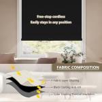 SUNOFF Cordless Blackout Roller Shades Blinds for Windows Free-Stop,Pull Down Room Darkening with Valance,Thermal Insulated Woven Fabric Window Door Blinds for Home,Office,Black 20" W x 72" L