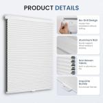 Grandekor No Tools No Drill Cordless Cellular Shades,34" W x 36" H,Blackout Honeycomb Blinds for Indoor Windows,UV Protection Privacy No Drill Blinds for Home,Door,White