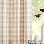 Jubilantex Tan White Buffalo Check Semi Sheer Curtain Panels Gingham Plaid Textured Curtains Drapery,Farmhouse Grommet Window Drapes for Living Room Bedroom Kids Room,2 Panels,Beige,40"x63"