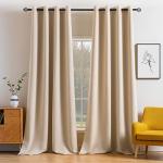 MIULEE Blackout Curtains 96 Inches Long for Bedroom Living Room Thermal Insulated Room Darkening Grommet Top Solid Light Blocking Drapery Set of 2 Window Panels Beige
