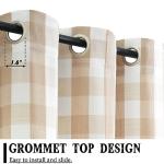 Jubilantex Tan White Buffalo Check Semi Sheer Curtain Panels Gingham Plaid Textured Curtains Drapery,Farmhouse Grommet Window Drapes for Living Room Bedroom Kids Room,2 Panels,Beige,40"x63"