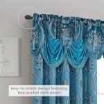 Elegant Comfort Luxurious Beautiful Curtain Panel Set with Attached Valance and Backing 54" X 84 inch (Set of 2), Navy Blue