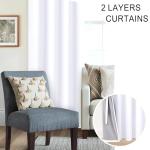 XWZO 100% Blackout Curtains 2 Panels with Tiebacks- Heat and Full Light Blocking Window Treatment with Black Liner for Bedroom/Nursery, Grommet Top, White, W52 x L84 Inches Long, Set of 2