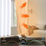 XWZO 100% Blackout Curtains 2 Panels with Tiebacks- Heat and Full Light Blocking Window Treatment with Black Liner for Bedroom/Nursery, Grommet Top, White, W52 x L84 Inches Long, Set of 2