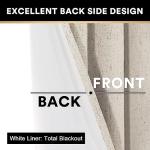 PrinceDeco Natural Linen Curtains 100% Blackout Linen Curtains for Bedroom Full Blackout Curtains 84 Inches Long Living Room Thermal Insulated Light Blocking Curtain Drapes White Backing, 2 Panels