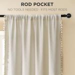Joydeco Beige Boho Curtains 84 Inch Length 2 Panels, Super Soft Bohemian Farmhouse Curtains with Tassels, Semi Sheer Light Filtering Drapes for Bedroom Living Room (Rod Pocket, 52Wx84L)