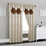 Elegant Comfort Luxurious Beautiful Curtain Panel Set with Attached Valance and Backing 54" X 84 inch (Set of 2), Beige