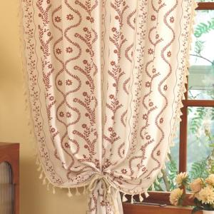 TIVNICO Boho Farmhouse Curtains for Living Room 2 Panels,Linen Floral Fall Curtains 84 Inches Long,Privacy Country Vine Pattern Bedroom Curtain,Let Light in Window Drapes Beige Color