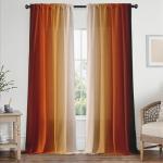 Burnt Orange Curtains 84 Inch Length for Living Room 2 Panel Set Burnt Orange and Terracotta Window Curtain Rust Orange Ombre Gradient Light Filtering Curtains Modern Abstract Drapes
