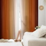 Burnt Orange Curtains 84 Inch Length for Living Room 2 Panel Set Burnt Orange and Terracotta Window Curtain Rust Orange Ombre Gradient Light Filtering Curtains Modern Abstract Drapes