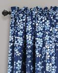 Lush Decor Weeping Flower Light Filtering Window Curtain Panels, Pair, 52"W x 84"L + 2" Header, Navy - Charming Modern Floral Curtains for Living Room, Dining Room, & Bedroom