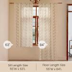 TIVNICO Boho Farmhouse Curtains for Living Room 2 Panels,Linen Floral Fall Curtains 84 Inches Long,Privacy Country Vine Pattern Bedroom Curtain,Let Light in Window Drapes Beige Color
