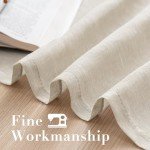 H.VERSAILTEX Natural Linen Sheer Curtains Flax Linen Blended Curtain Panels Living Room Sheer Curtains 84 inches Long 2 Panels, Nickel Grommet Semitransparent Semi-Sheer Soft Privacy Drapes, Natural