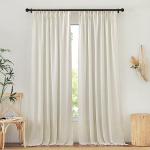 NICETOWN Thick Linen Curtains for Living Room 2 Panels Set, Back Tab/Rod Pocket with Pleat Tape Privacy Added with Light Filtering Window Treatments for Farmhouse/Bedroom, Natural, W52 x L84