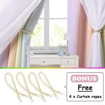 NICETOWN Rainbow Star Curtains for Girls Bedroom, Double Layer Colorful Stripes Kids Blackout Curtains Plus White Sheer Livingroom Window Curtains for School Classroom (Rainbow, W52 x L84, Sold by 2)