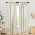 NICETOWN Thick Linen Curtains for Living Room 2 Panels Set, Back Tab/Rod Pocket with Pleat Tape Privacy Added with Light Filtering Window Treatments for Farmhouse/Bedroom, Natural, W52 x L84