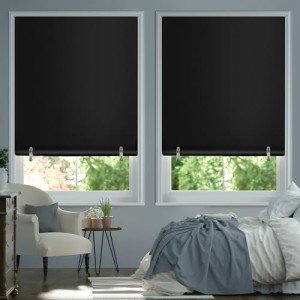 2Pack Black Out Roller Shades Portable Blackout Blinds No Tools No Drill Cordless Blinds for Windows,Uv Protection Insulation Privacy Window Shades for Bedroom Classroom (36''W x 72''H, Black)