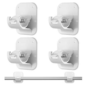 Adhesive Curtain Rods No Drilling Holder,No Drill Curtain Rod Brackets,Renter Friendly Curtain Hooks for Hanging Drapes,Over Blinds for Dorm Apartment Kitchen Bedroom Home Bathroom