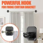 Adhesive Curtain Rods No Drilling Holder,No Drill Curtain Rod Brackets,Renter Friendly Curtain Hooks for Hanging Drapes,Over Blinds for Dorm Apartment Kitchen Bedroom Home Bathroom