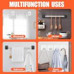 Adhesive Curtain Rods No Drilling Holder,No Drill Curtain Rod Brackets,Renter Friendly Curtain Hooks for Hanging Drapes,Over Blinds for Dorm Apartment Kitchen Bedroom Home Bathroom